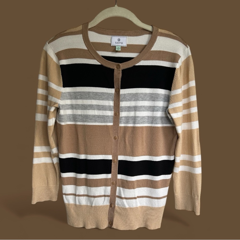 Susina Striped Cardigan Sweater Sz Small